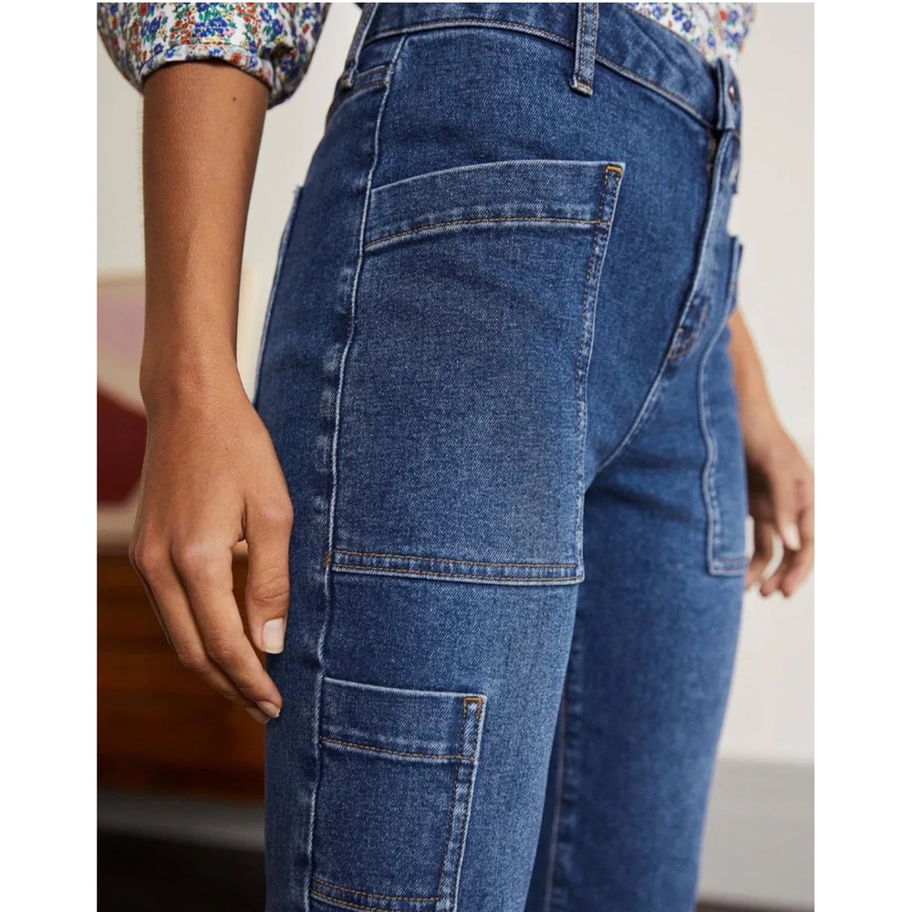 Boden Barrel Denim Jeans US 2R‎ Blue High Waist Utility Pockets Barrel Jeans - Picture 2 of 13